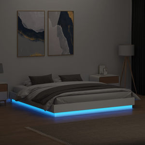 vidaXL Bed Frame with LED White 180x200 cm