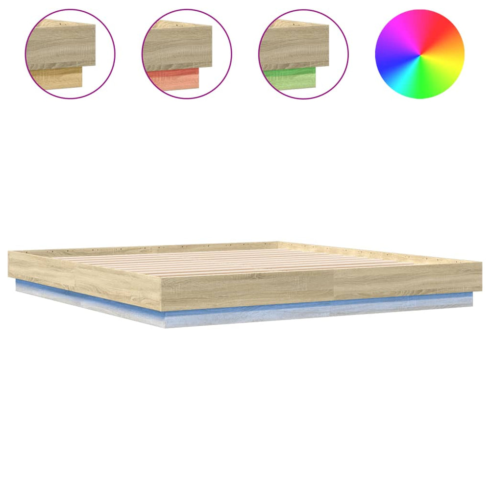 vidaXL Bed Frame with LED Sonoma Oak 180x200 cm