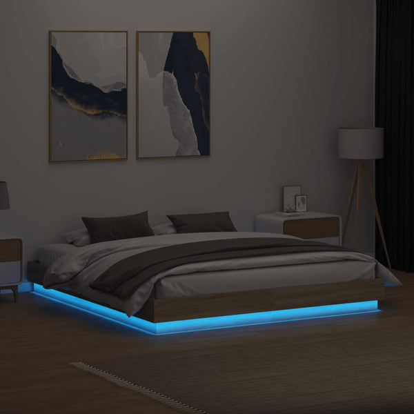 vidaXL Bed Frame with LED Sonoma Oak 180x200 cm