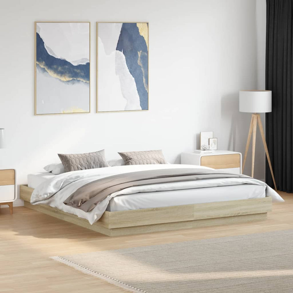 vidaXL Bed Frame with LED Sonoma Oak 180x200 cm