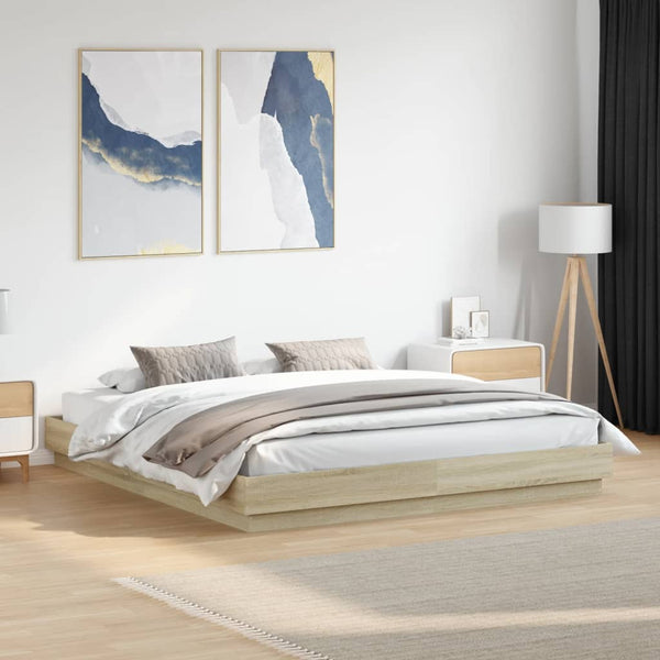 vidaXL Bed Frame with LED Sonoma Oak 180x200 cm