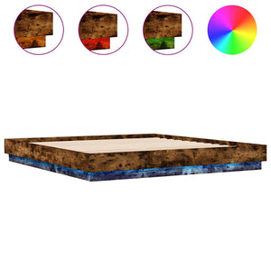 vidaXL LED Bed Frame Smoked Oak 180x200 cm