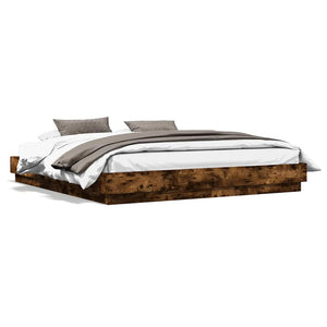 vidaXL LED Bed Frame Smoked Oak 180x200 cm