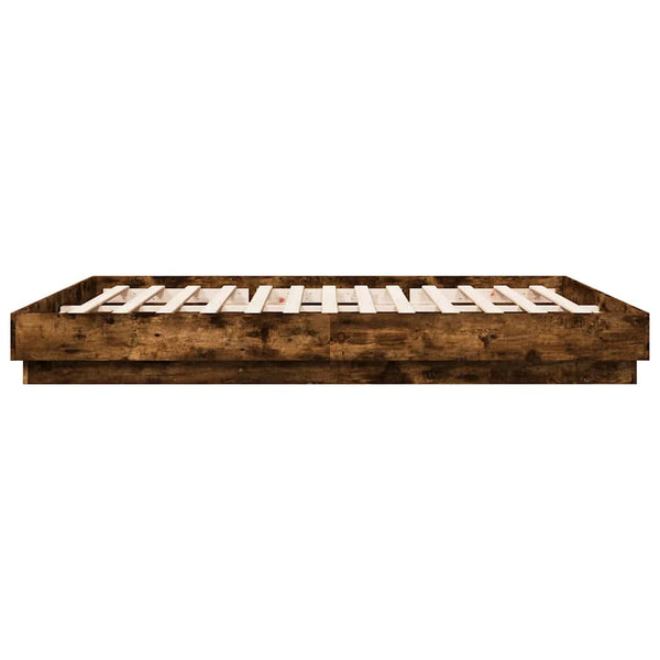 vidaXL LED Bed Frame Smoked Oak 180x200 cm