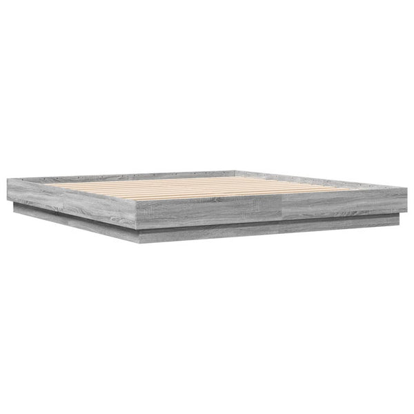 vidaXL Bed Frame with LED Grey Sonoma 180x200 cm
