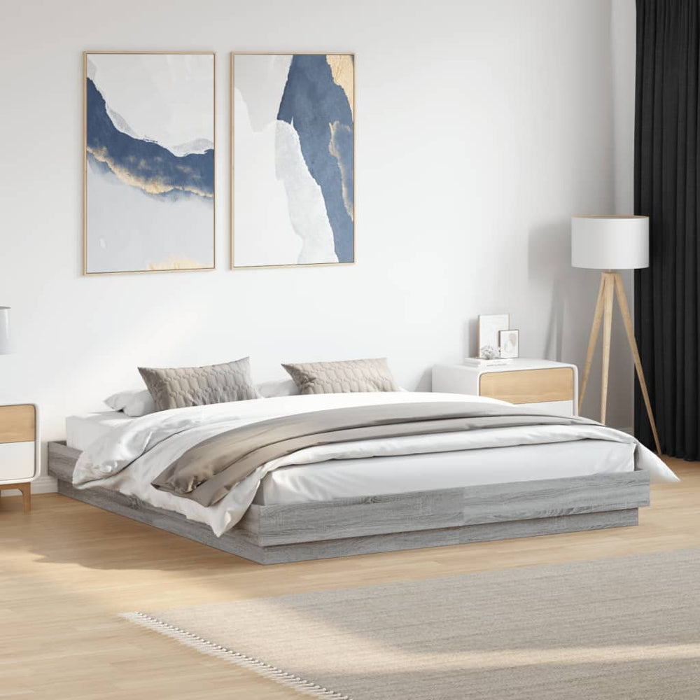 vidaXL Bed Frame with LED Grey Sonoma 180x200 cm