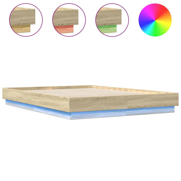 vidaXL LED Bed Frame Sonoma Oak 160x200 cm
