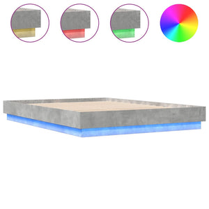 vidaXL Bed Frame with LED Concrete Grey 160x200 cm