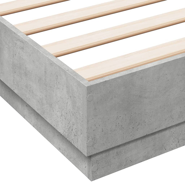 vidaXL Bed Frame with LED Concrete Grey 160x200 cm