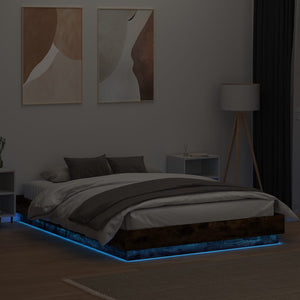 Bettgestell Räuchereiche mit LED 160x200 cm