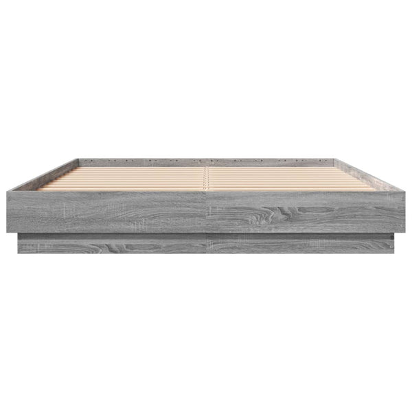 Bettgestell 160x200 cm mit LED Grau Sonoma-Eiche