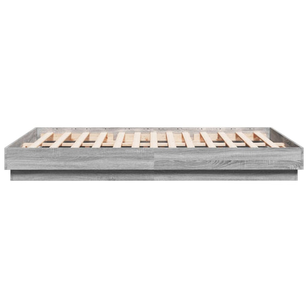 Bettgestell 160x200 cm mit LED Grau Sonoma-Eiche