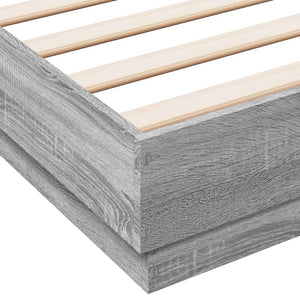 Bettgestell 160x200 cm mit LED Grau Sonoma-Eiche