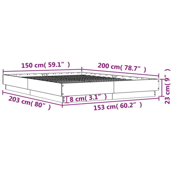 Bettgestell mit LED Weiß 150x200 cm