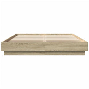 Bettgestell mit LED 150x200 cm Sonoma-Eiche