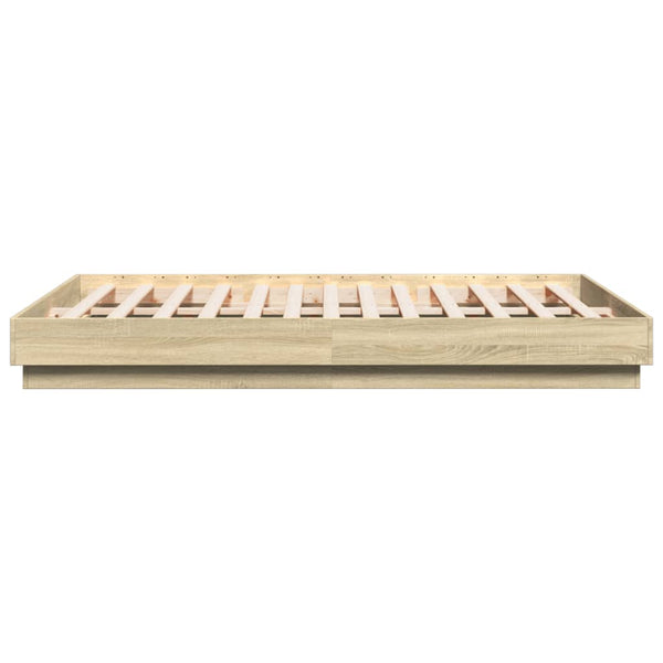 Bettgestell mit LED 150x200 cm Sonoma-Eiche