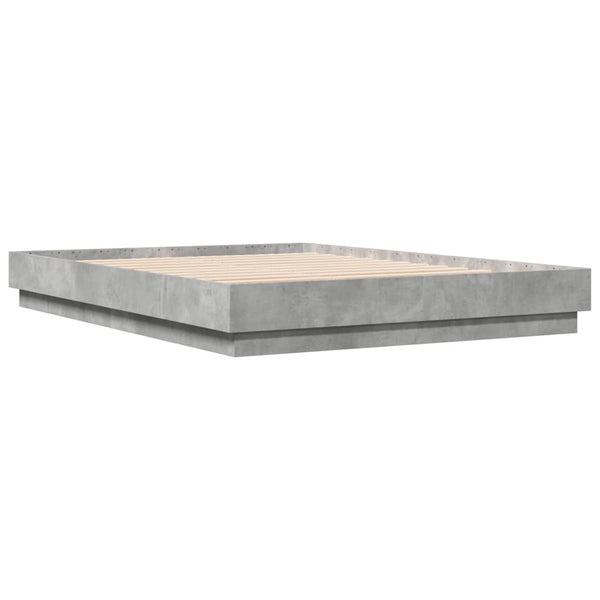 Bettgestell mit LED Betongrau 150x200 cm