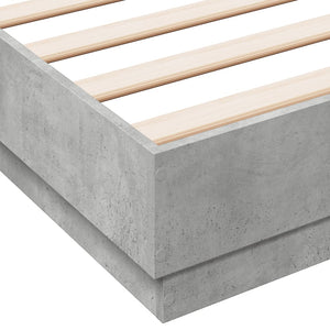 Bettgestell mit LED Betongrau 150x200 cm