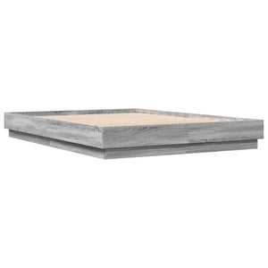 Bettgestell 150x200 cm mit LED Grau Sonoma-Eiche