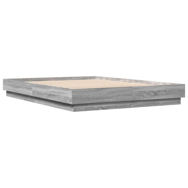 Bettgestell 140x200 cm mit LED Grau Sonoma-Eiche