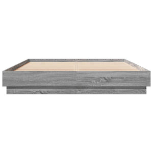Bettgestell 140x200 cm mit LED Grau Sonoma-Eiche