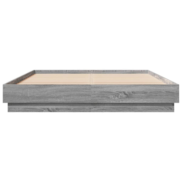 Bettgestell 140x200 cm mit LED Grau Sonoma-Eiche