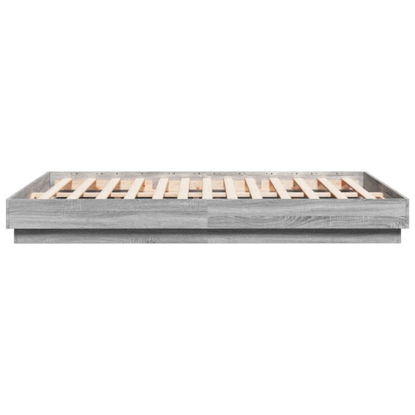 Bettgestell 140x200 cm mit LED Grau Sonoma-Eiche