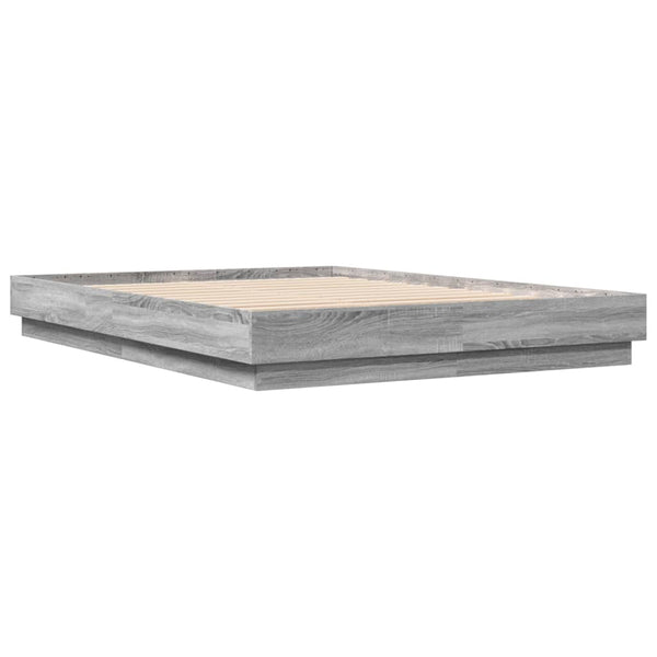 Bettgestell 140x200 cm mit LED Grau Sonoma-Eiche