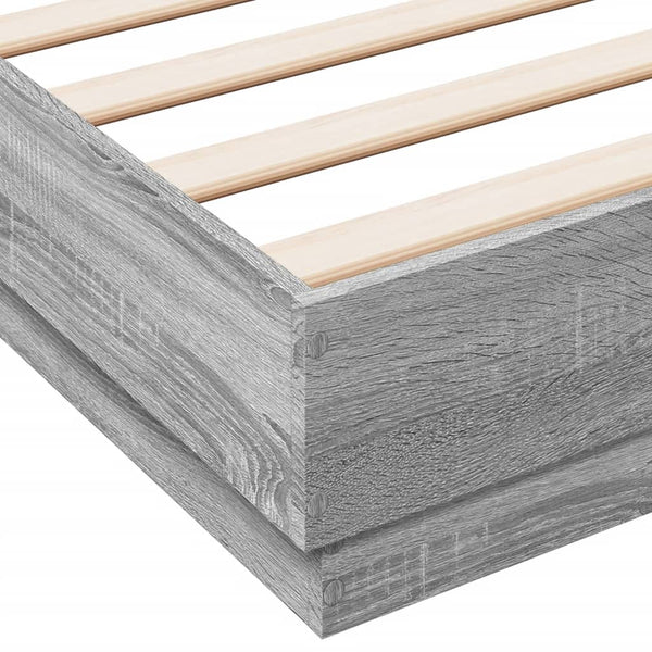 Bettgestell 140x200 cm mit LED Grau Sonoma-Eiche