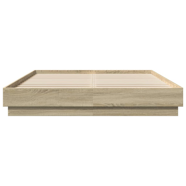 Bettgestell mit LED 120x200 cm Sonoma-Eiche