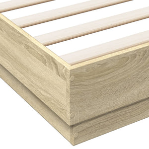 Bettgestell mit LED 120x200 cm Sonoma-Eiche