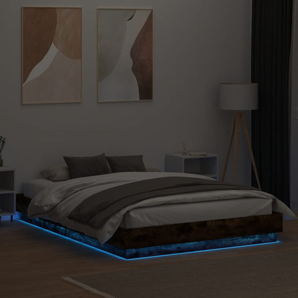 Bettgestell Räuchereiche mit LED 120x200 cm
