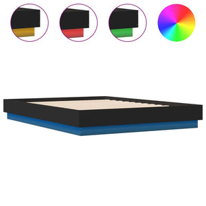 Bettgestell mit LED Schwarz 135x190 cm