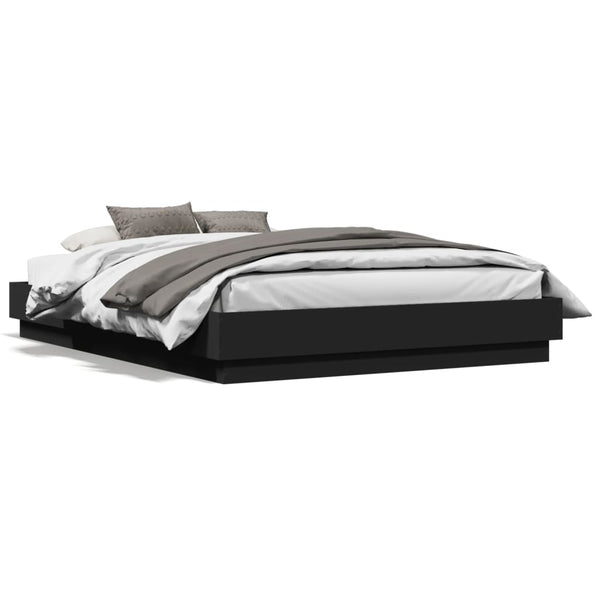 Bettgestell mit LED Schwarz 135x190 cm