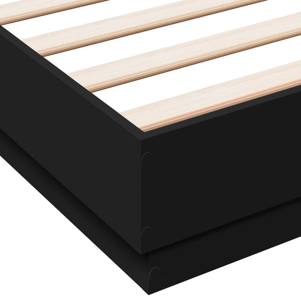 Bettgestell mit LED Schwarz 135x190 cm