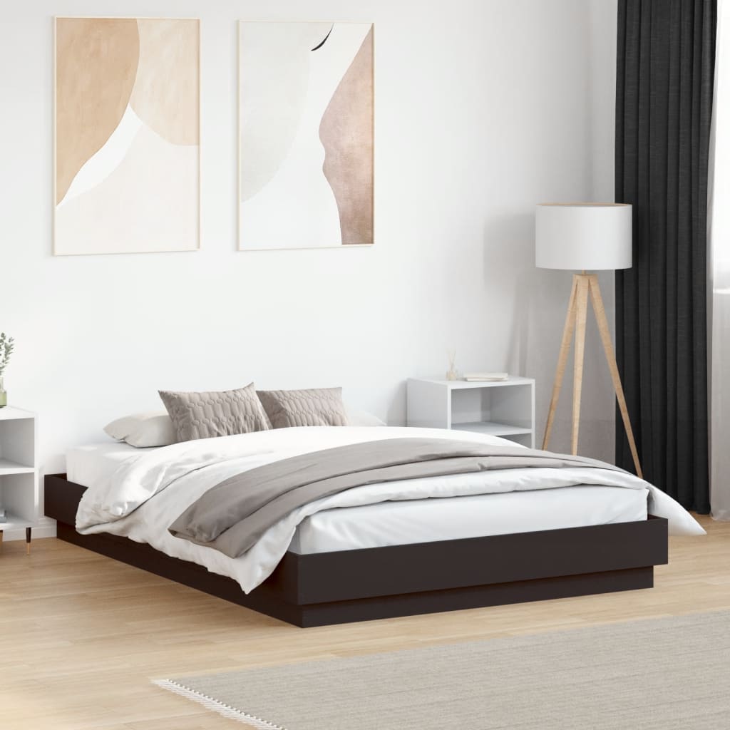 Bettgestell mit LED Schwarz 135x190 cm