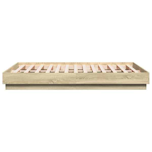 Bettgestell mit LED 135x190 cm Sonoma-Eiche