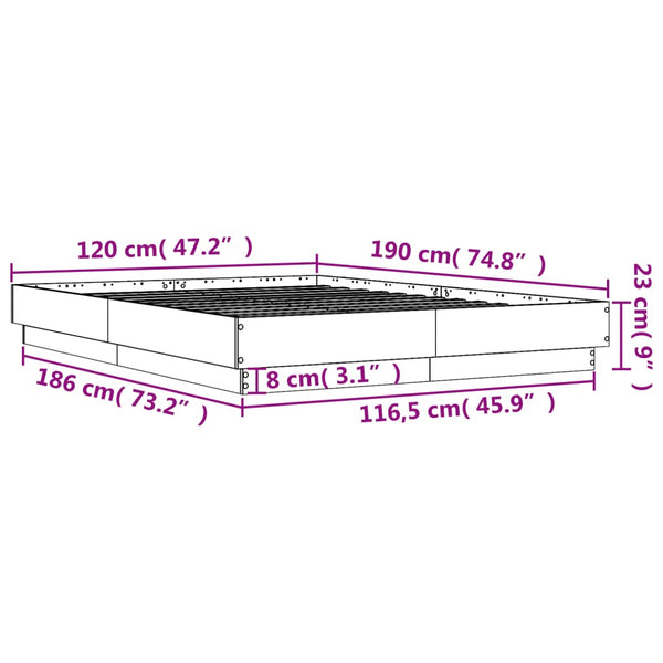 Bettgestell mit LED Sonoma-Eiche 120x190 cm