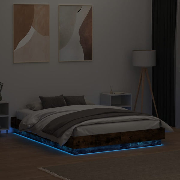 Bettgestell Räuchereiche mit LED 120x190 cm