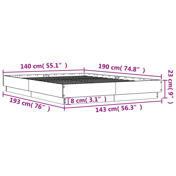 Bettgestell 140x190 cm Sonoma Eiche