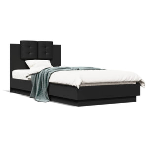 Bettgestell Schwarz 100x200 cm mit Kopfteil