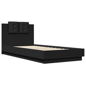 Bettgestell Schwarz 100x200 cm mit Kopfteil