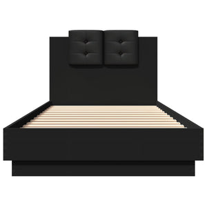 Bettgestell Schwarz 100x200 cm mit Kopfteil