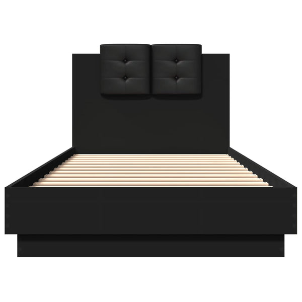 Bettgestell Schwarz 100x200 cm mit Kopfteil