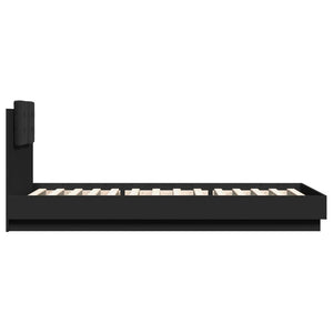 Bettgestell Schwarz 100x200 cm mit Kopfteil