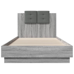 Bettgestell 100x200 cm Grau Sonoma mit Kopfteil