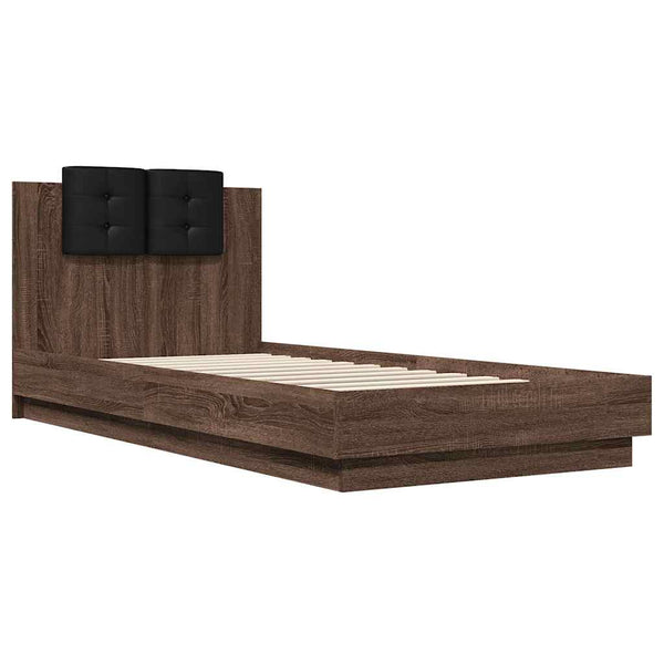 Bettgestell 100x200 cm Braun Eiche mit Kopfteil