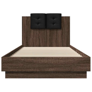 Bettgestell 100x200 cm Braun Eiche mit Kopfteil