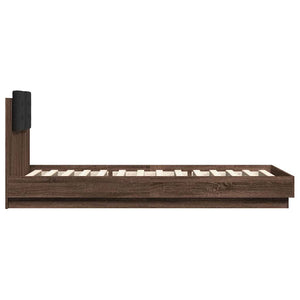 Bettgestell 100x200 cm Braun Eiche mit Kopfteil