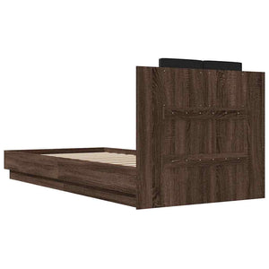 Bettgestell 100x200 cm Braun Eiche mit Kopfteil